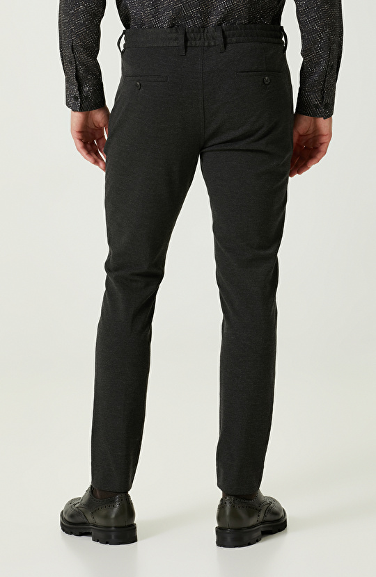 Bağcıklı Orta Bel Siyah Pantolon