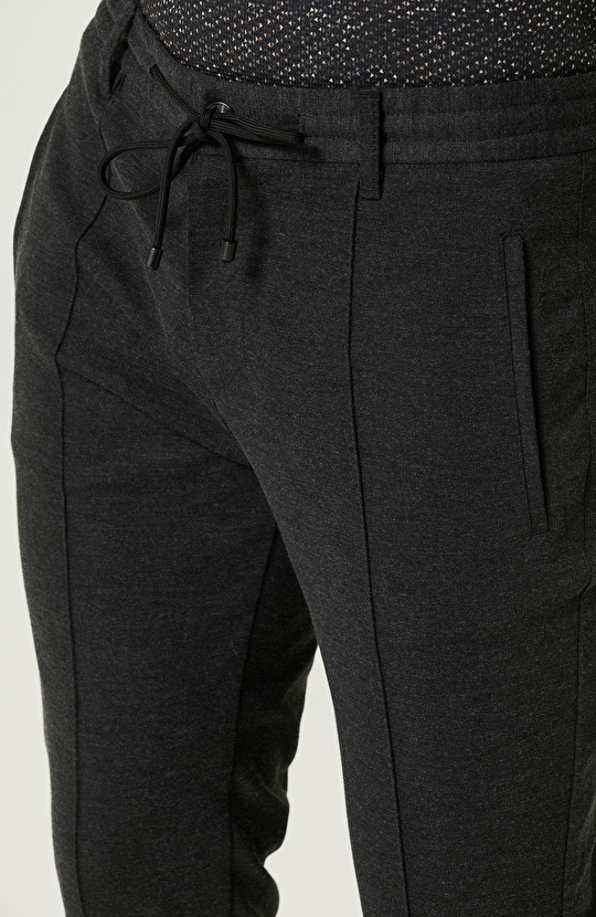 Bağcıklı Orta Bel Siyah Pantolon