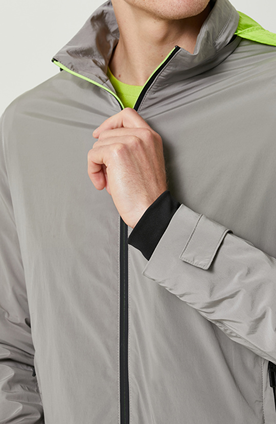 N-Tech Gizli Kapüşon Yaka Gri Mont