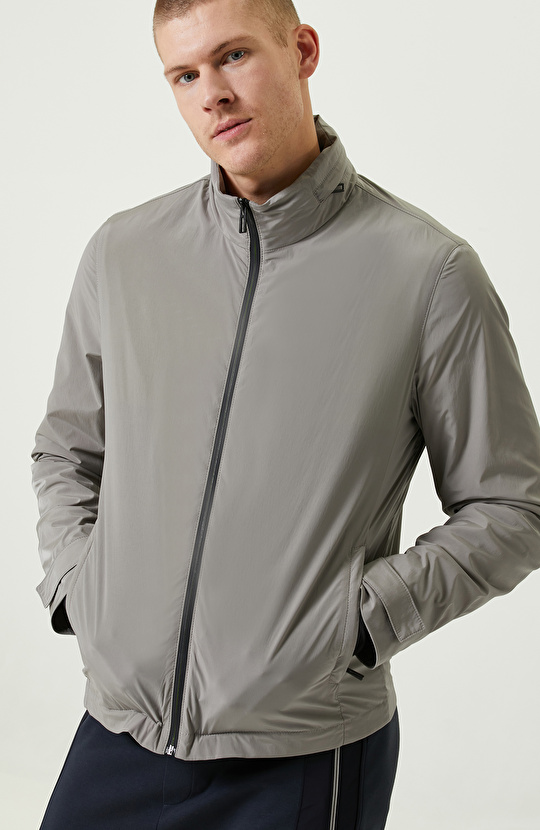 N-Tech Gizli Kapüşon Yaka Gri Mont