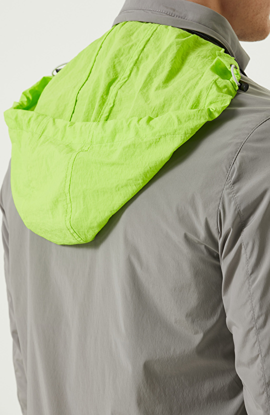 N-Tech Gizli Kapüşon Yaka Gri Mont