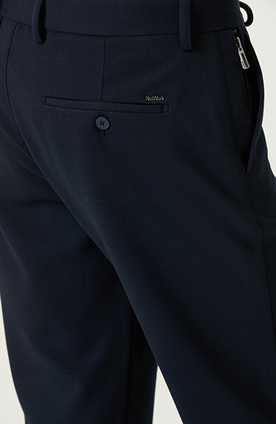 Lacivert Bağcıklı Örme Pantolon