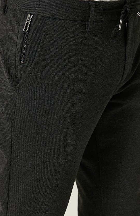 Örme Bağcıklı Antrasit Jogger Pantolon