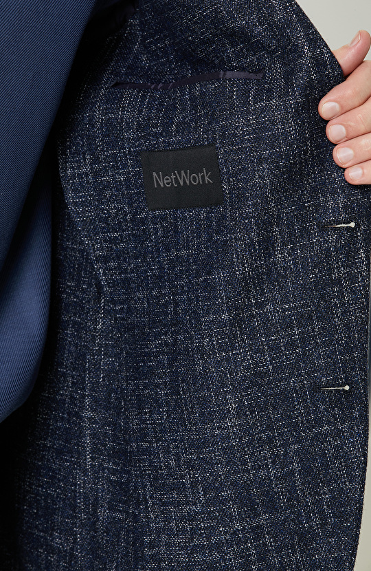 Desenli Lacivert Ceket