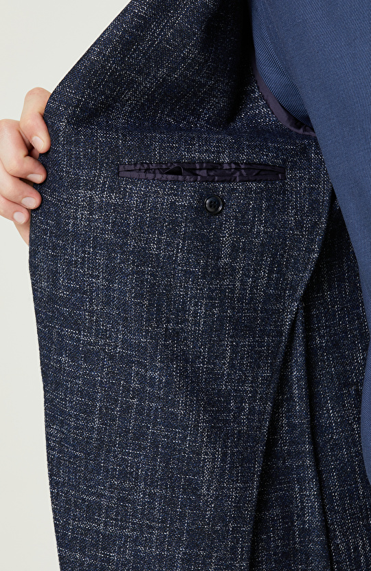 Desenli Lacivert Ceket