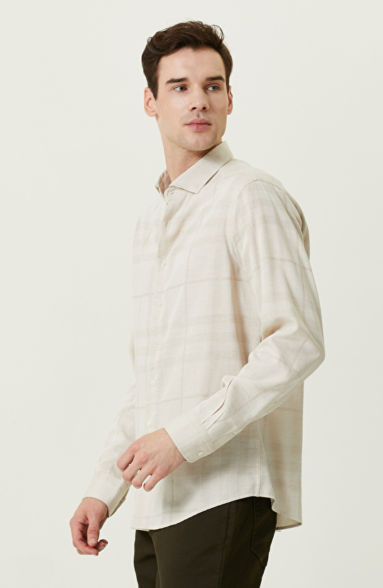 Bej Jakarlı Gömlek