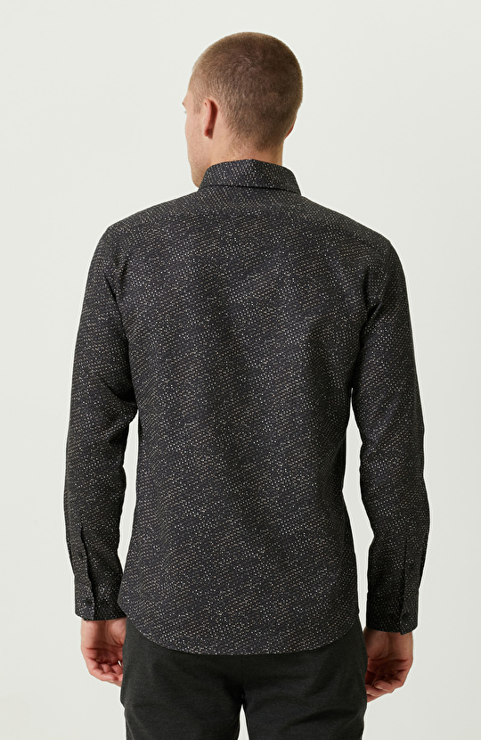 Pamuklu Siyah Print Gömlek