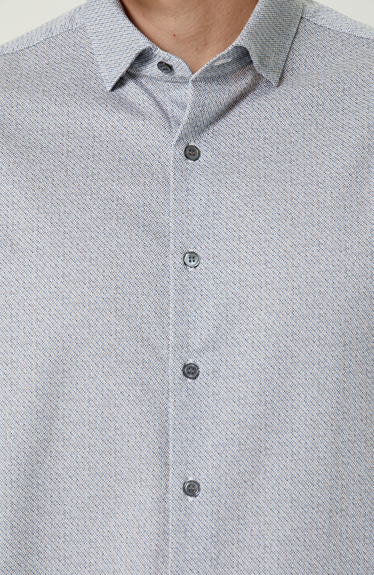 Pamuklu Mavi Print Gömlek