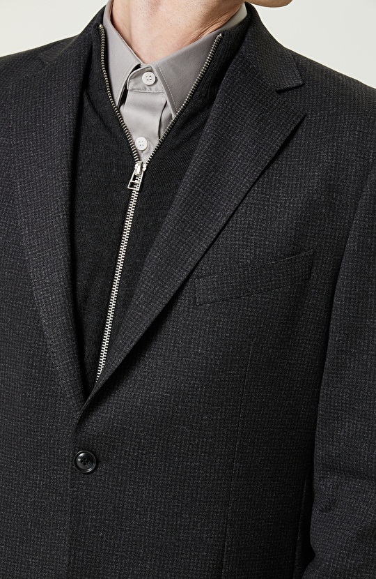 Desenli Antrasit Takım Elbise