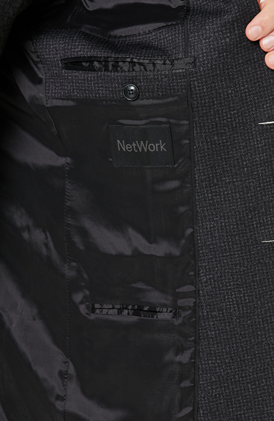 Desenli Antrasit Takım Elbise