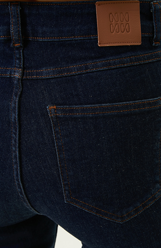 Indigo Mavi Yüksek Bel Pantolon