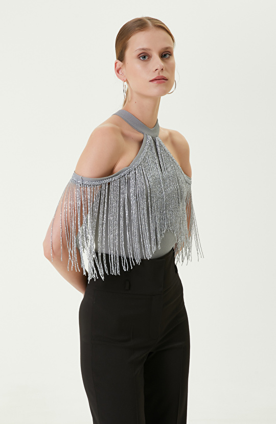 Limited Gri Kolsuz Bisiklet Yaka Triko Kazak