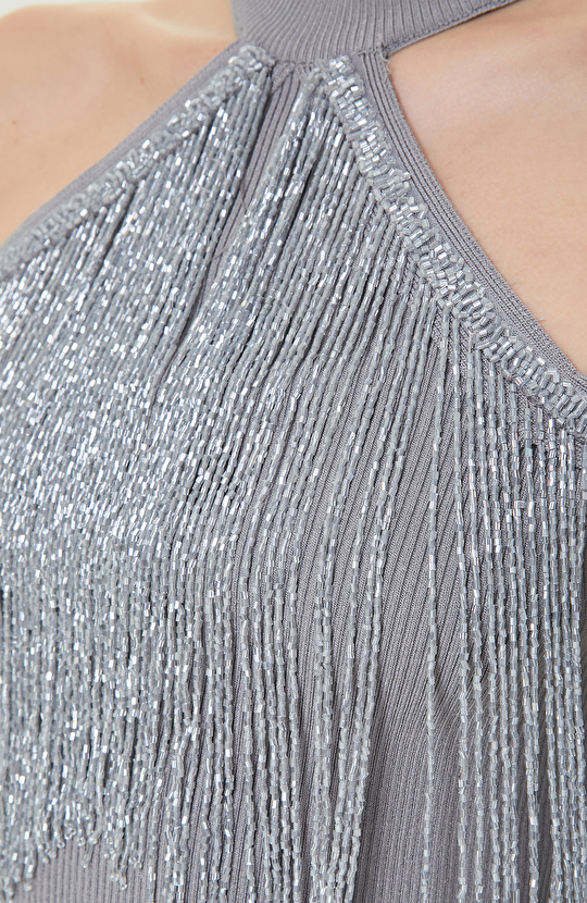 Limited Gri Kolsuz Bisiklet Yaka Triko Kazak