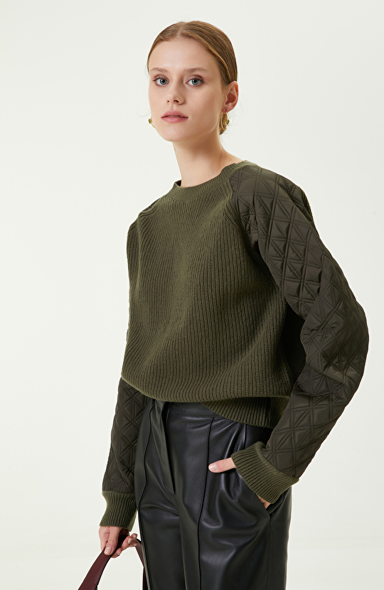 Haki Bisiklet Yaka Triko Kazak