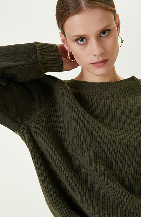 Haki Bisiklet Yaka Triko Kazak