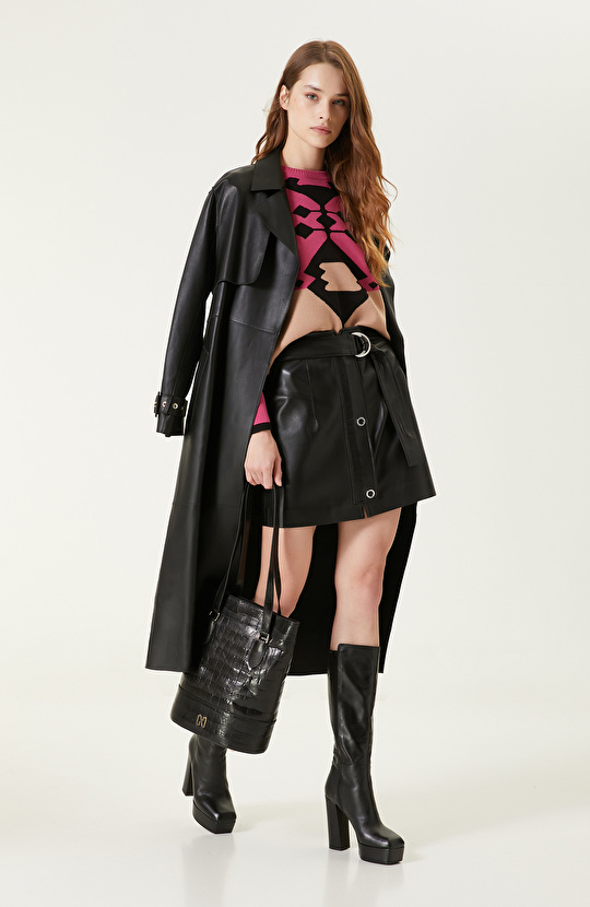 Renkli Etnik Desenli Kazak