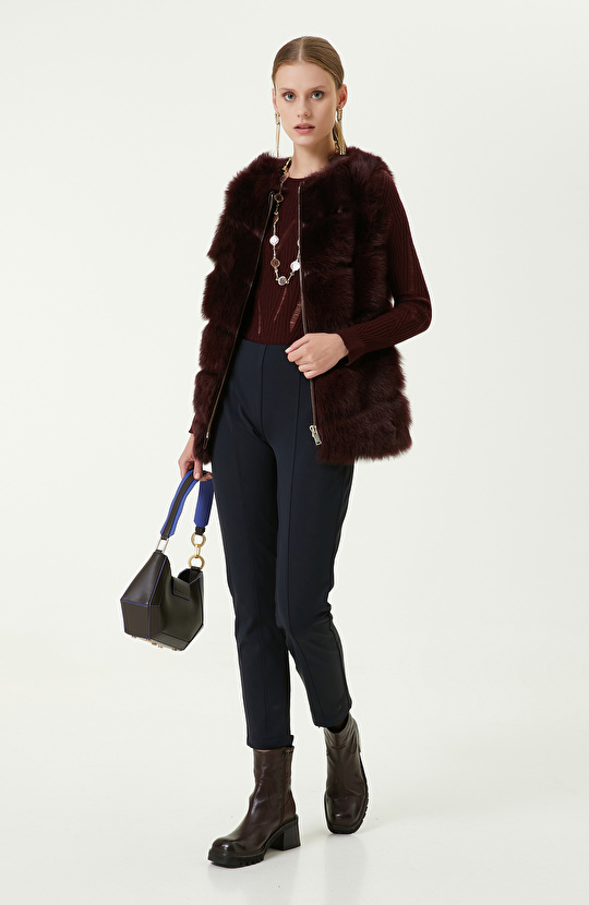 Yünlü Bordo Bisiklet Yaka Triko Kazak