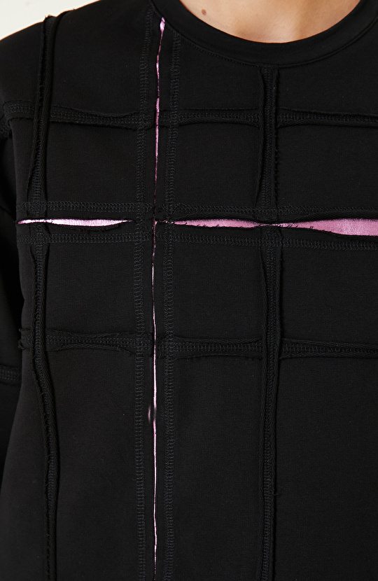 Pamuklu Siyah Baskı Detaylı Sweatshirt