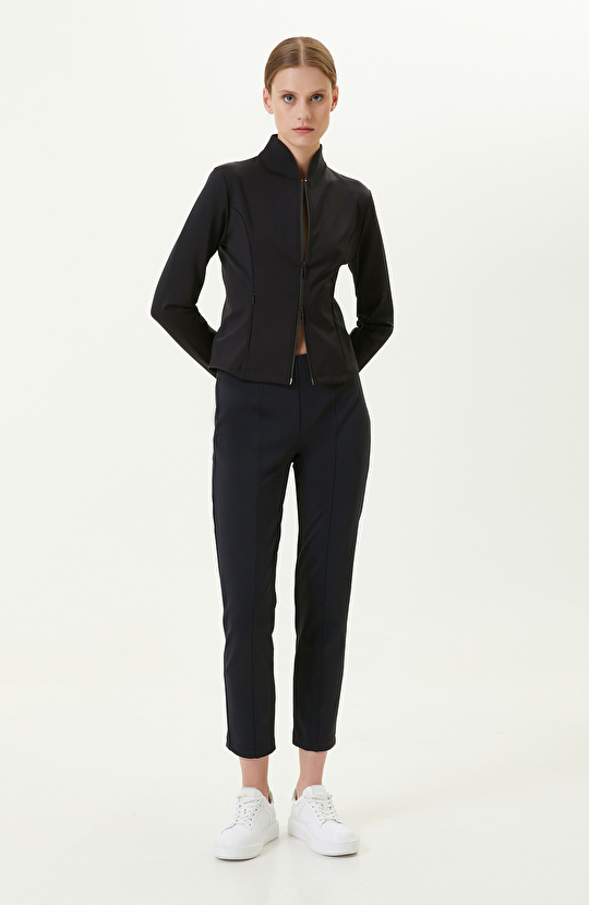 N-Tech Ön Beden Fermuarlı Siyah Sweatshirt