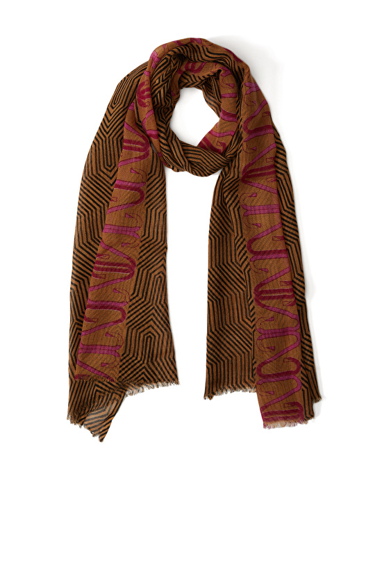 Kahverengi Kadın Yün Şal