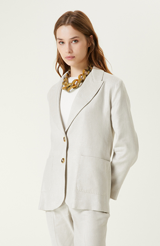 Taş Rengi Diyagonal Blazer Ceket
