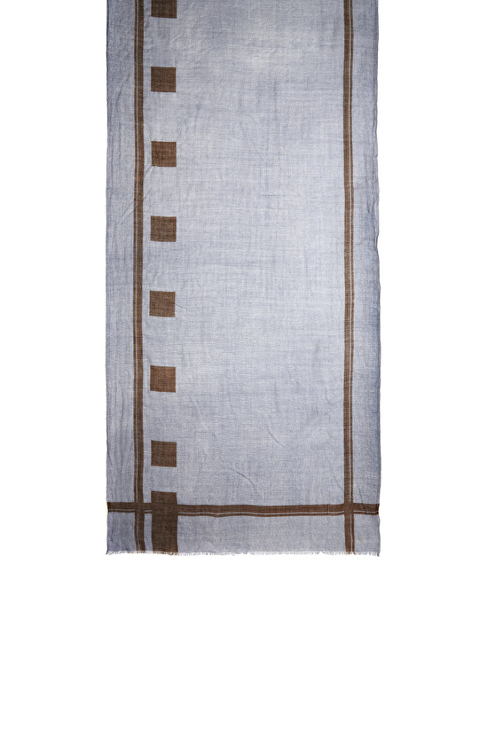 Lacivert Kahverengi Unisex Yün Şal