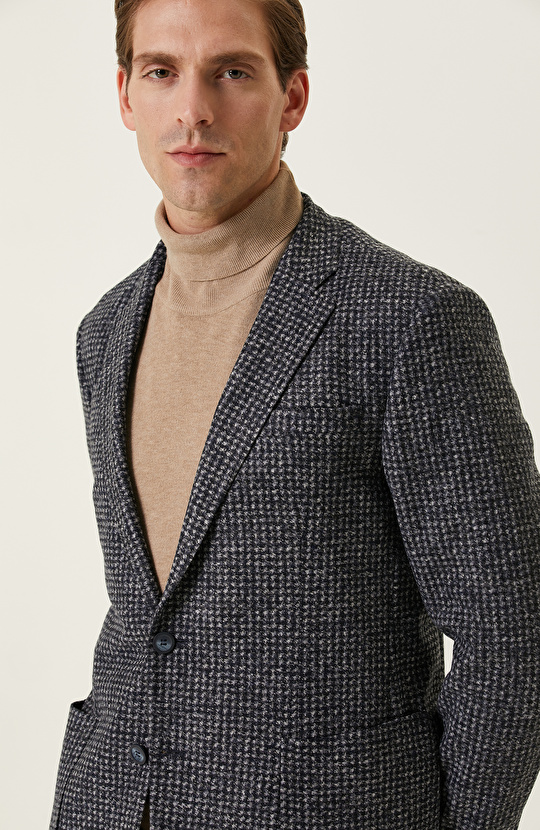 Lacivert Desenli Ceket