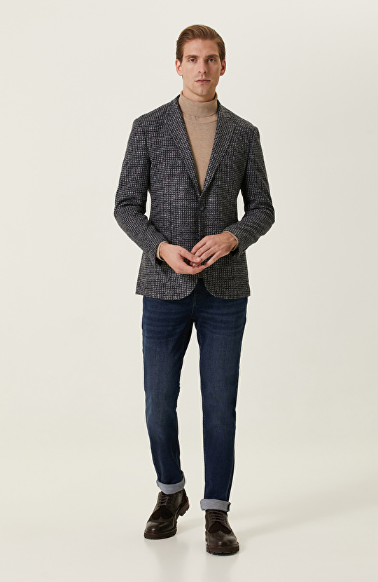 Lacivert Desenli Ceket