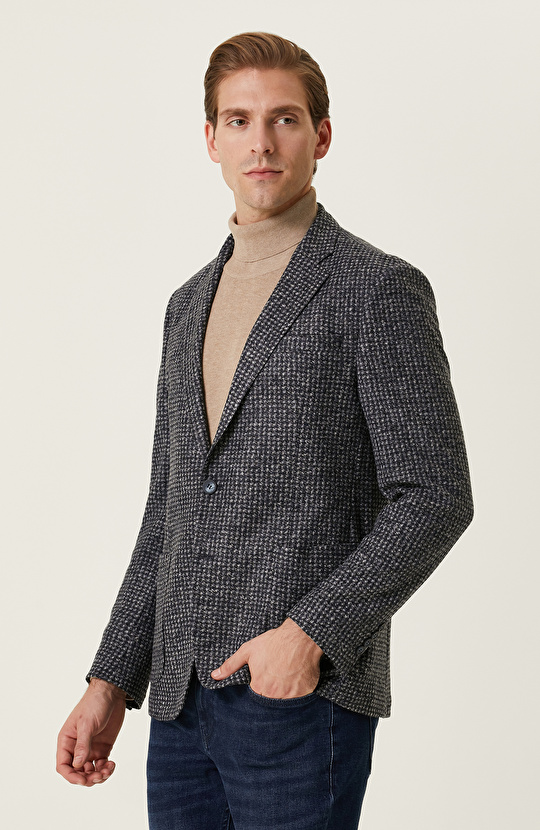 Lacivert Desenli Ceket