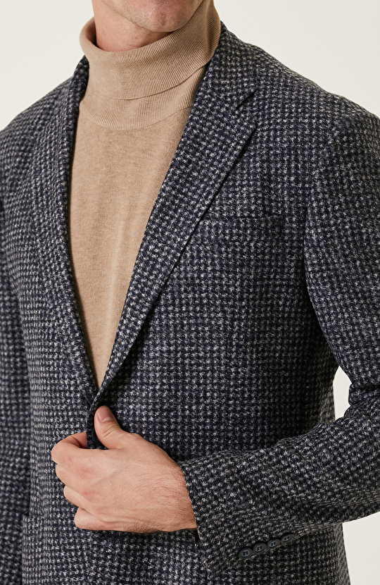 Lacivert Desenli Ceket