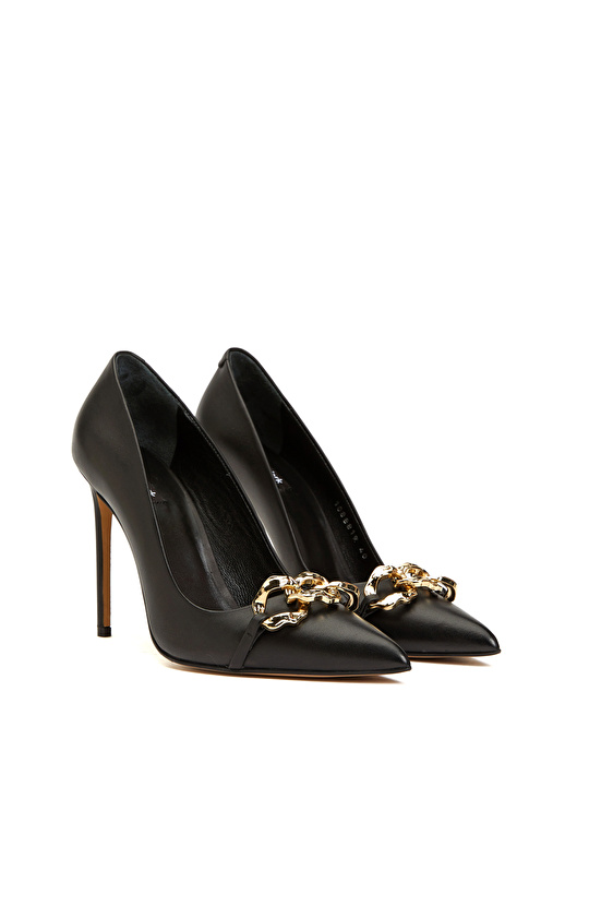 Siyah Deri Stiletto