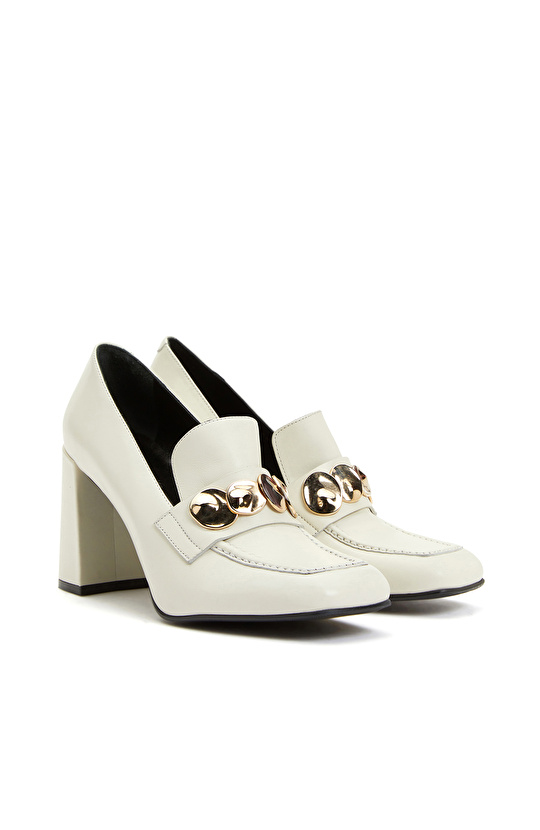 Kırık Beyaz Deri Loafer