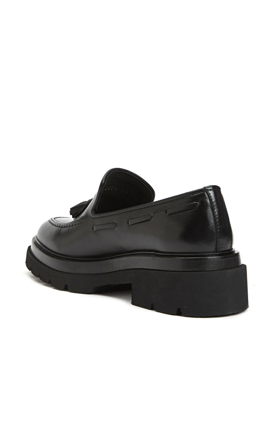 Siyah Kadın Deri Loafer