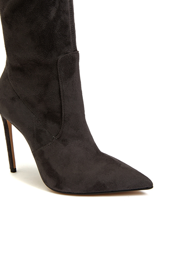 Gri Kadın Deri Çizme