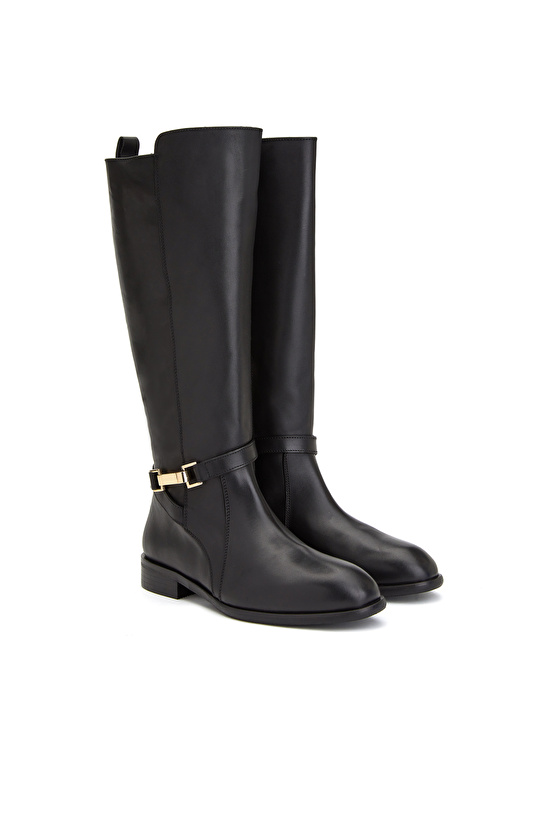 Siyah Deri Kadın Çizme