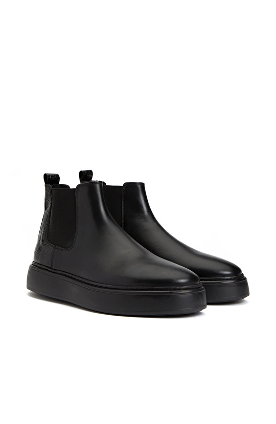 Siyah Erkek Deri Bot