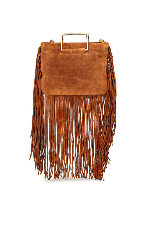 Taba Püsküllü Kadın Süet Çanta