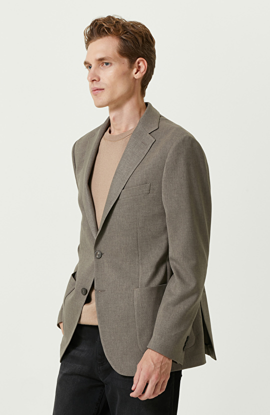 Haki Çift Yırtmaçlı Ceket