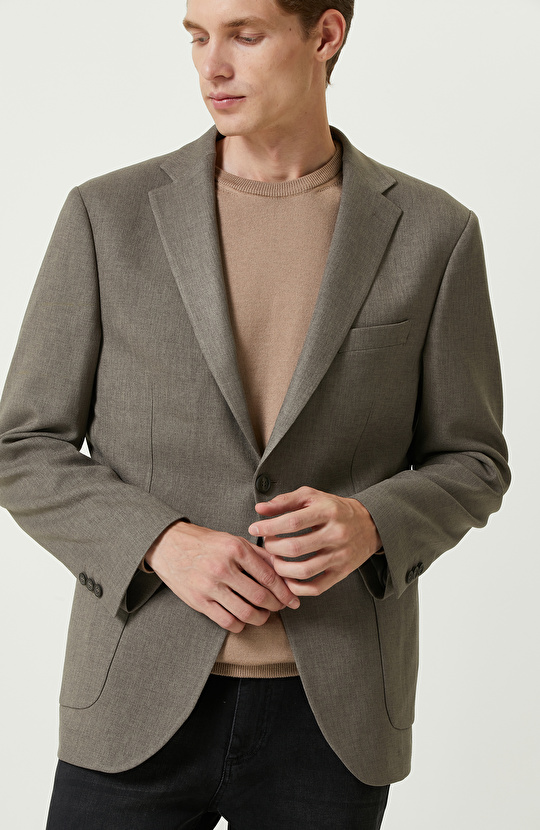 Haki Çift Yırtmaçlı Ceket