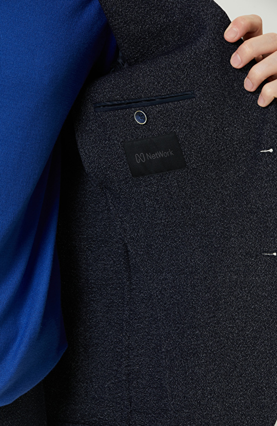 Lacivert Gofreli Örme Ceket