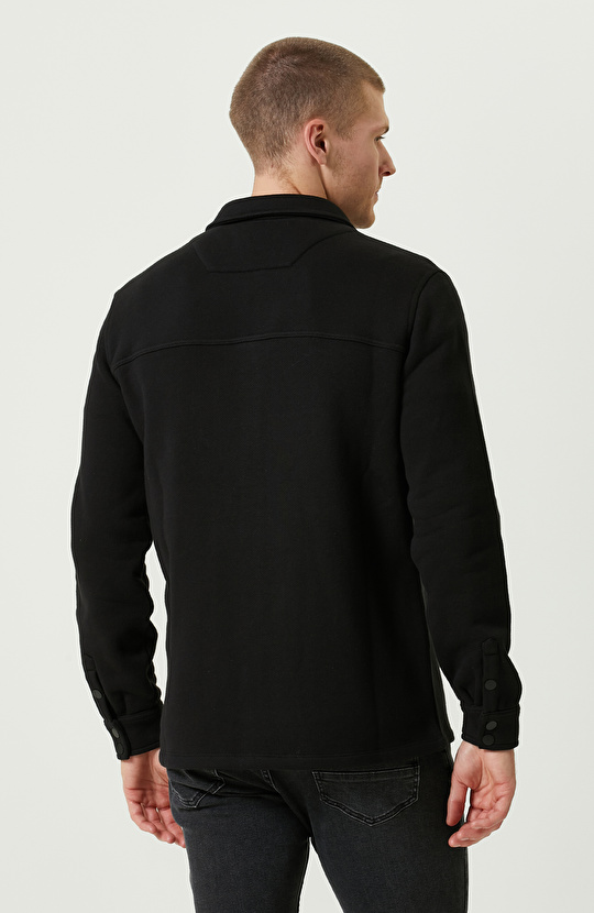 Pamuklu Siyah Örme Dış Gömlek