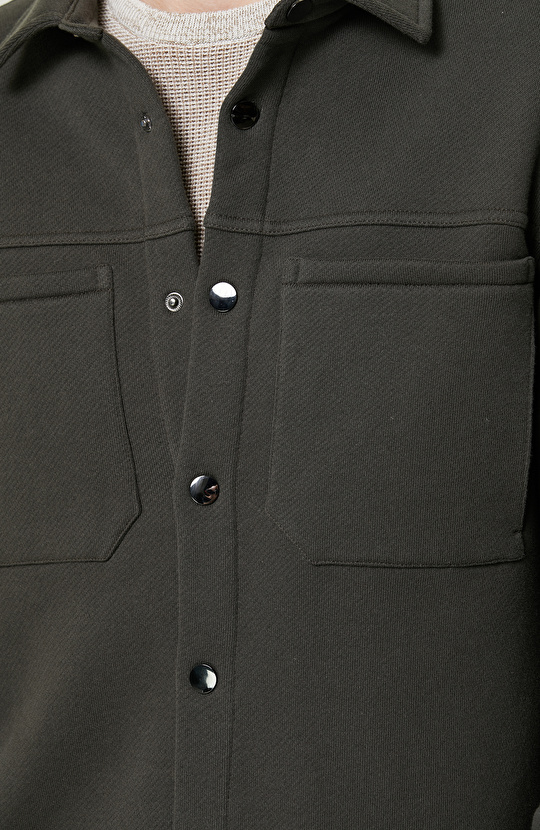 Pamuklu Haki Örme Dış Gömlek