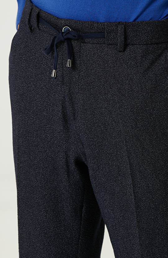 Lacivert Gofreli Örme Pantolon