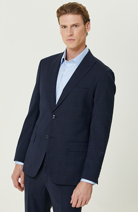 Lacivert Yün Karışımlı Takım Elbise