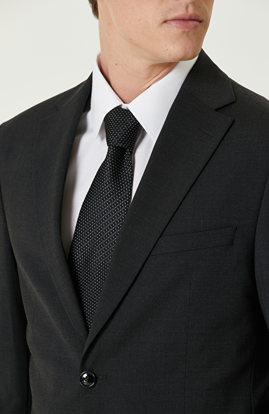 Siyah Yün Karışımlı Takım Elbise