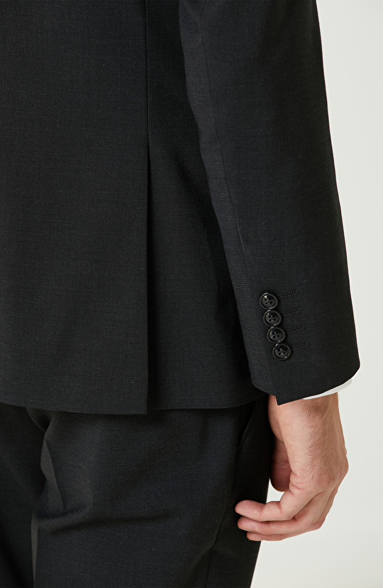 Siyah Yün Karışımlı Takım Elbise