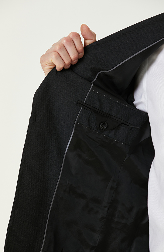 Siyah Yün Karışımlı Takım Elbise