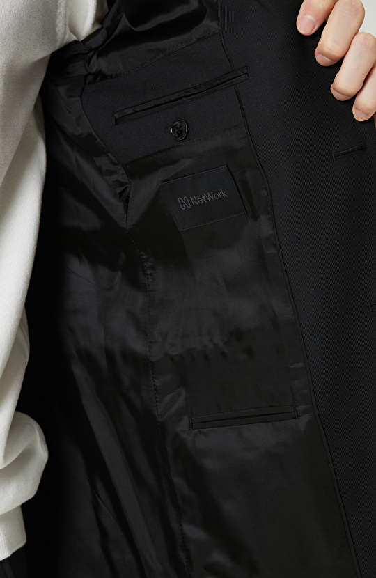 Yün Karışımlı Siyah Takım Elbise