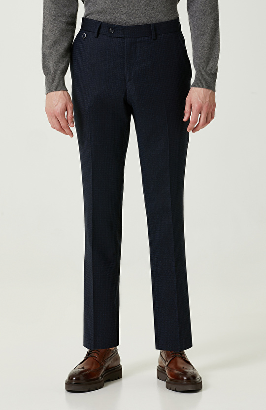 Desenli Lacivert Pantolon