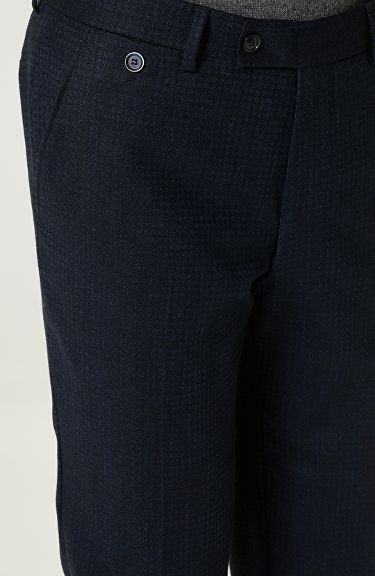 Desenli Lacivert Pantolon